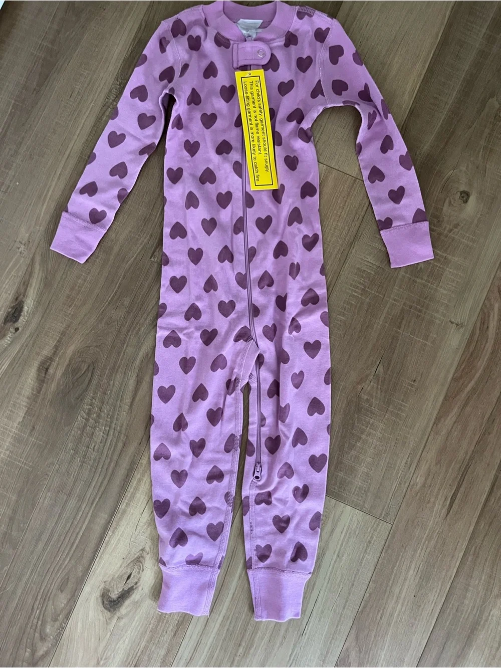 Hanna Andersson Purple Heart-Print One-Piece Pajamas